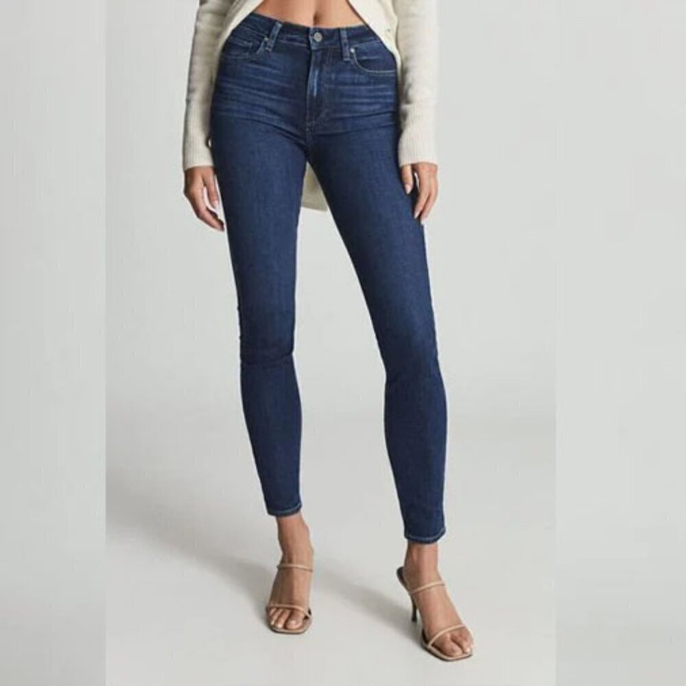 Paige Stretch Mid Rise Dark Wash Margot Ultra Skinny Jeans Blue Size 26